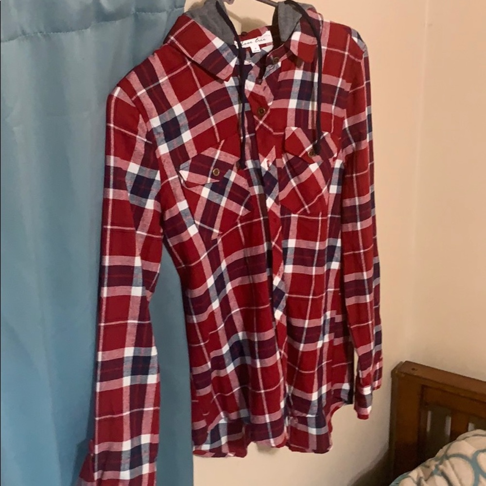 A long sleeve shirt with a hoodie